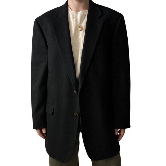 Lord & Taylor Grant Thomas Black 100% Pure Cashmere Sport Coat Jacket Blazer 44L - Picture 1 of 11